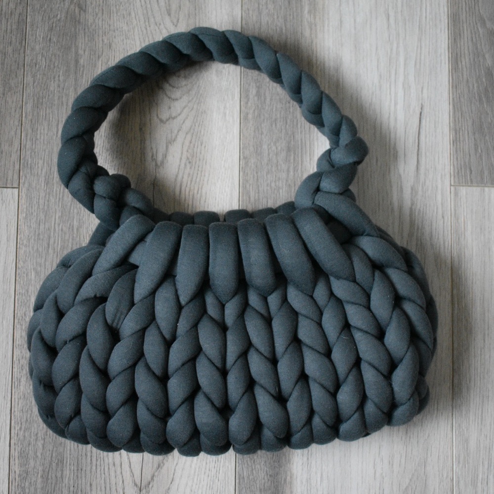 Chunky Knit Dark Gray Handbag